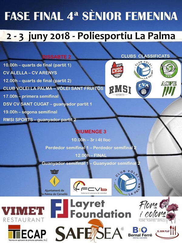 El CV La Palma acull la Fase Final de 4ª Divisió Sènior femenina