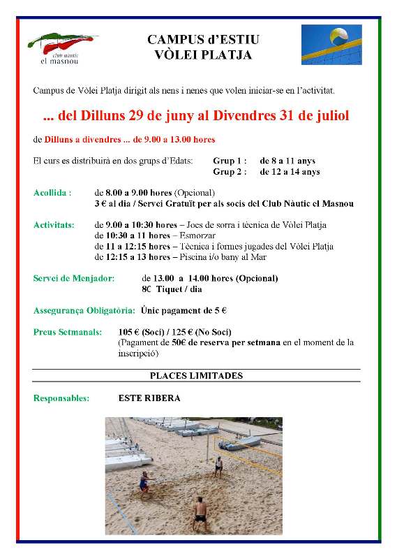 Campus d’Estiu de Vòlei Platja al Club Nàutic El Masnou